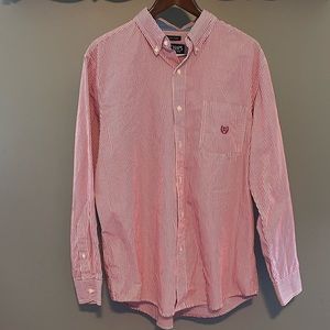 Chaps Mens red pinstripe button down shirt